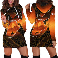 Jordan Desert Sunset Hoodie Dress with Camel and Traditional Geometric Pattern