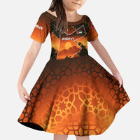 Jordan Desert Sunset Kid Short Sleeve Dress with Camel and Traditional Geometric Pattern