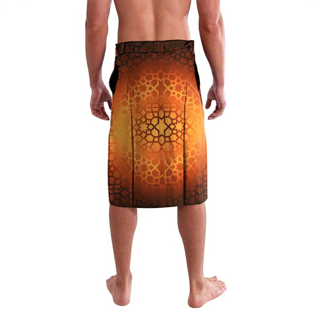 Jordan Desert Sunset Lavalava with Camel and Traditional Geometric Pattern