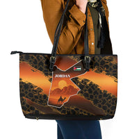 Jordan Desert Sunset Leather Tote Bag with Camel and Traditional Geometric Pattern