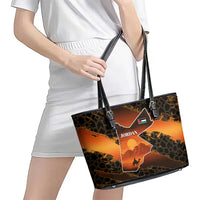 Jordan Desert Sunset Leather Tote Bag with Camel and Traditional Geometric Pattern