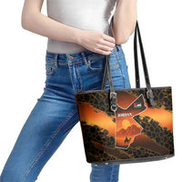 Jordan Desert Sunset Leather Tote Bag with Camel and Traditional Geometric Pattern