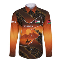 Jordan Desert Sunset Long Sleeve Button Shirt with Camel and Traditional Geometric Pattern