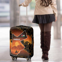 Jordan Desert Sunset Luggage Cover with Camel and Traditional Geometric Pattern