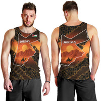 Jordan Desert Sunset Men Tank Top with Camel and Traditional Geometric Pattern