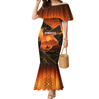 Jordan Desert Sunset Mermaid Dress with Camel and Traditional Geometric Pattern