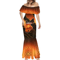 Jordan Desert Sunset Mermaid Dress with Camel and Traditional Geometric Pattern