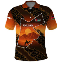 Jordan Desert Sunset Polo Shirt with Camel and Traditional Geometric Pattern