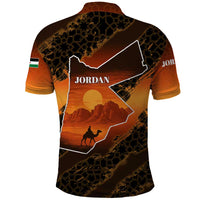 Jordan Desert Sunset Polo Shirt with Camel and Traditional Geometric Pattern