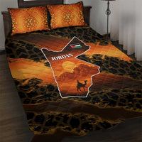 Jordan Desert Sunset Quilt Bed Set with Camel and Traditional Geometric Pattern