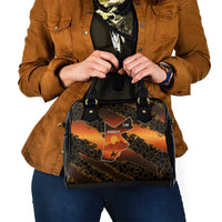 Jordan Desert Sunset Shoulder Handbag with Camel and Traditional Geometric Pattern