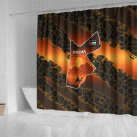 Jordan Desert Sunset Shower Curtain with Camel and Traditional Geometric Pattern