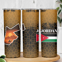 Jordan Desert Sunset Skinny Tumbler with Camel and Traditional Geometric Pattern