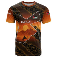 Jordan Desert Sunset T Shirt with Camel and Traditional Geometric Pattern