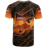 Jordan Desert Sunset T Shirt with Camel and Traditional Geometric Pattern