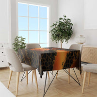 Jordan Desert Sunset Tablecloth with Camel and Traditional Geometric Pattern