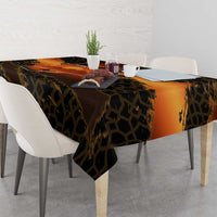 Jordan Desert Sunset Tablecloth with Camel and Traditional Geometric Pattern