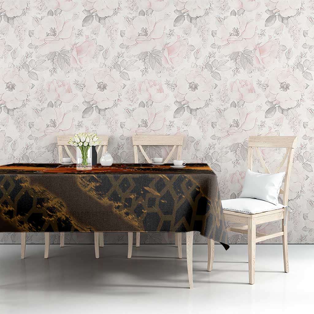 Jordan Desert Sunset Tablecloth with Camel and Traditional Geometric Pattern