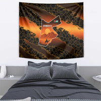 Jordan Desert Sunset Tapestry with Camel and Traditional Geometric Pattern