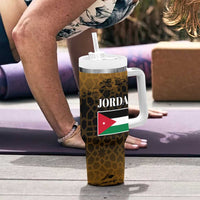 Jordan Desert Sunset Tumbler With Handle with Camel and Traditional Geometric Pattern