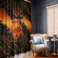Jordan Desert Sunset Window Curtain with Camel and Traditional Geometric Pattern