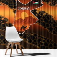 Jordan Desert Sunset Window Curtain with Camel and Traditional Geometric Pattern