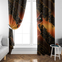 Jordan Desert Sunset Window Curtain with Camel and Traditional Geometric Pattern