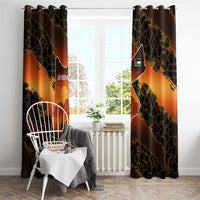 Jordan Desert Sunset Window Curtain with Camel and Traditional Geometric Pattern