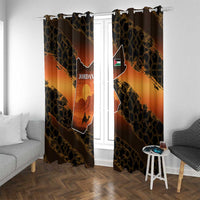 Jordan Desert Sunset Window Curtain with Camel and Traditional Geometric Pattern