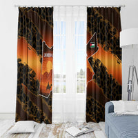 Jordan Desert Sunset Window Curtain with Camel and Traditional Geometric Pattern