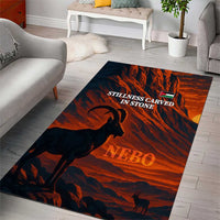 Jordan Nebo Mountain Area Rug with Ibex and Desert Rock Landscape