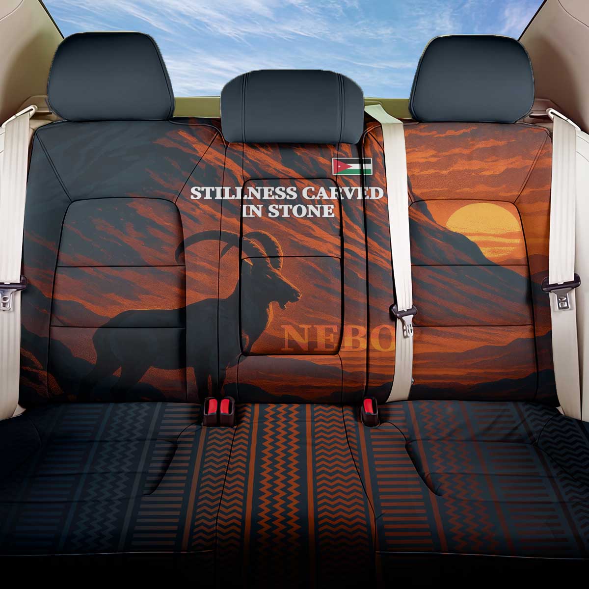 Jordan Nebo Mountain Back Car Seat Cover with Ibex and Desert Rock Landscape