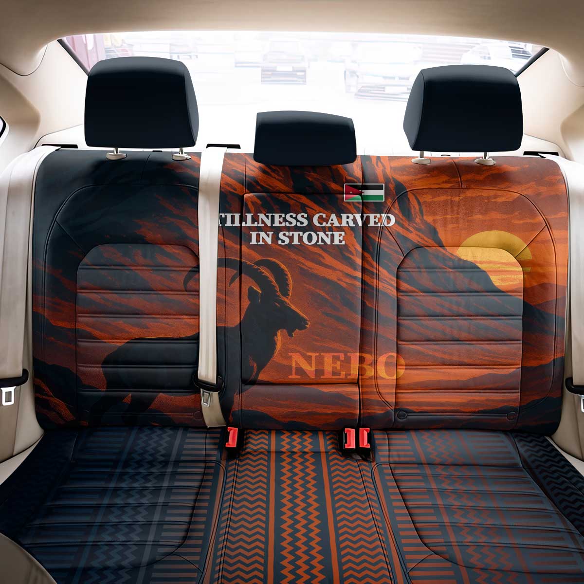 Jordan Nebo Mountain Back Car Seat Cover with Ibex and Desert Rock Landscape