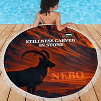 Jordan Nebo Mountain Beach Blanket with Ibex and Desert Rock Landscape