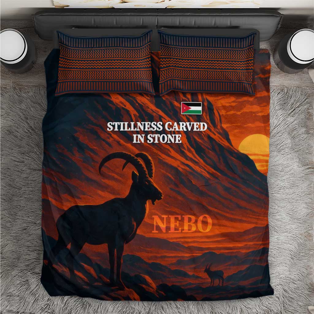 Jordan Nebo Mountain Bedding Set with Ibex and Desert Rock Landscape