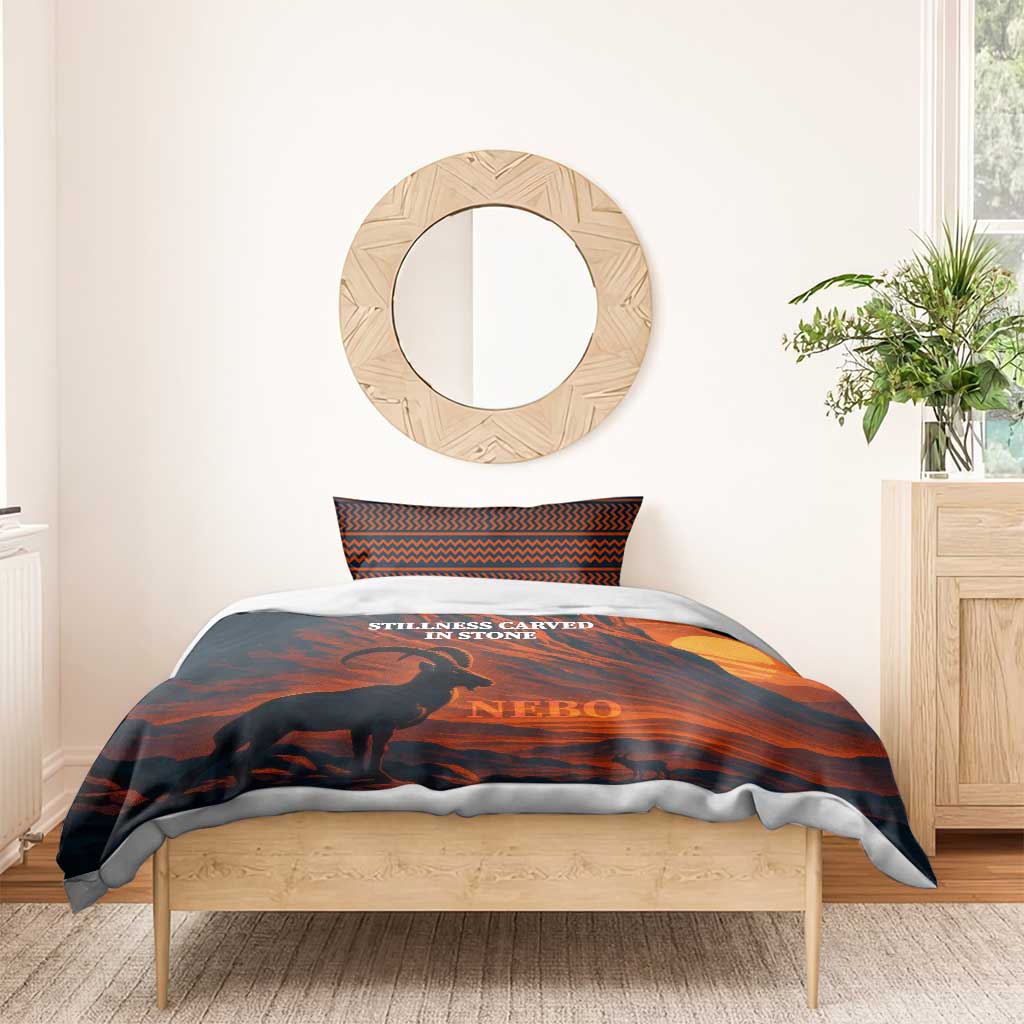 Jordan Nebo Mountain Bedding Set with Ibex and Desert Rock Landscape