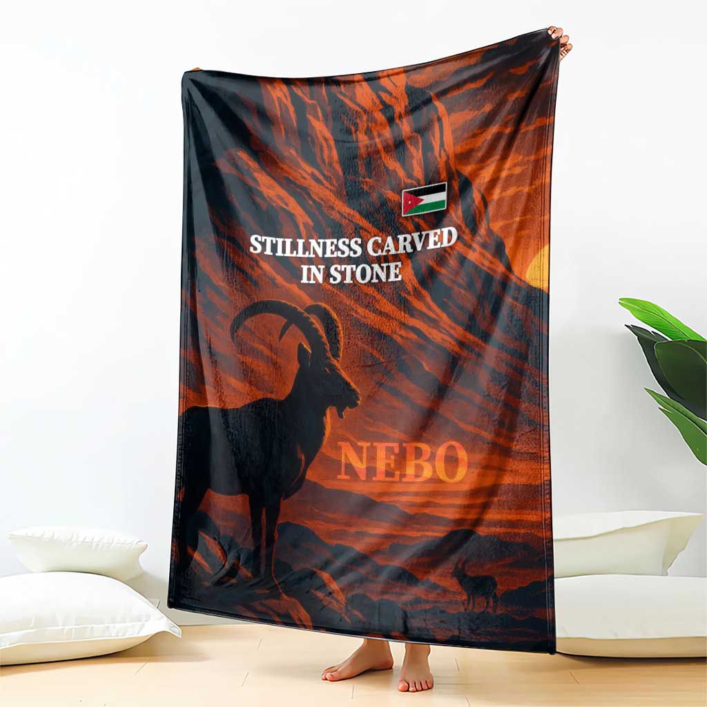 Jordan Nebo Mountain Blanket with Ibex and Desert Rock Landscape