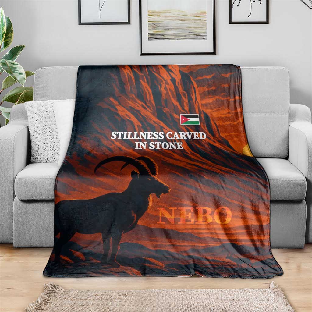 Jordan Nebo Mountain Blanket with Ibex and Desert Rock Landscape