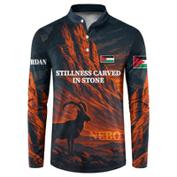 Jordan Nebo Mountain Button Sweatshirt with Ibex and Desert Rock Landscape