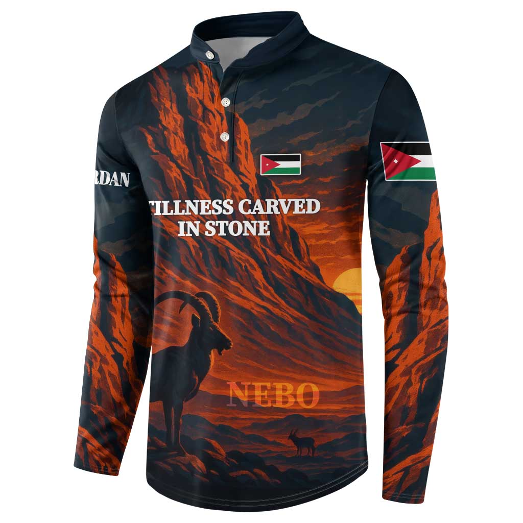 Jordan Nebo Mountain Button Sweatshirt with Ibex and Desert Rock Landscape