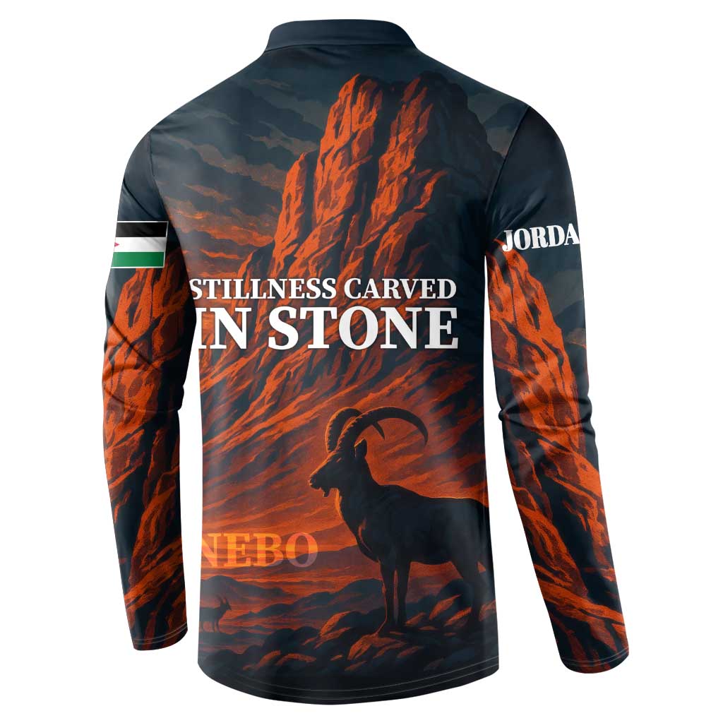 Jordan Nebo Mountain Button Sweatshirt with Ibex and Desert Rock Landscape