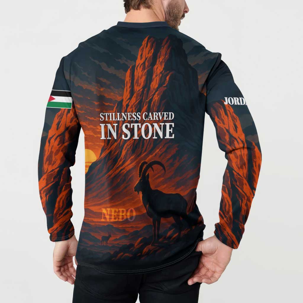 Jordan Nebo Mountain Button Sweatshirt with Ibex and Desert Rock Landscape