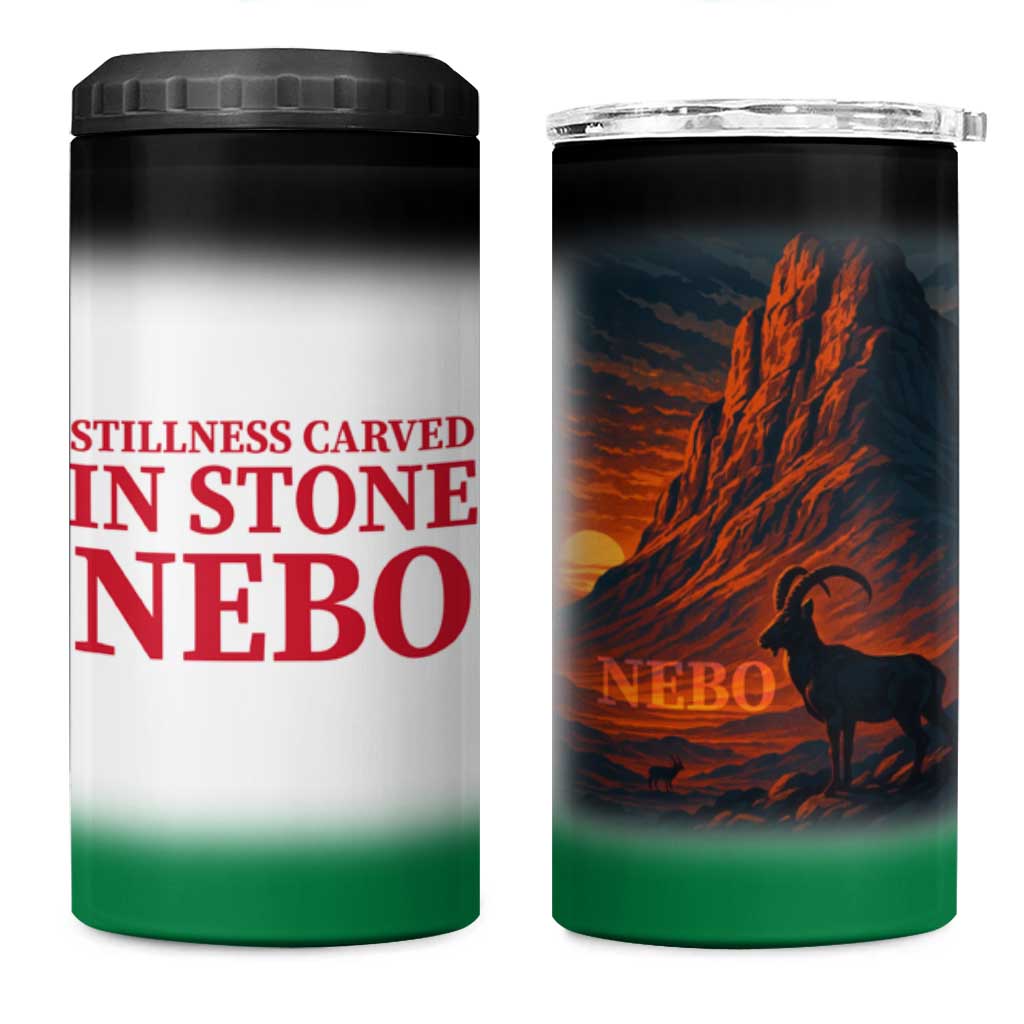 Jordan Nebo Mountain 4 in 1 Can Cooler Tumbler with Ibex and Desert Rock Landscape