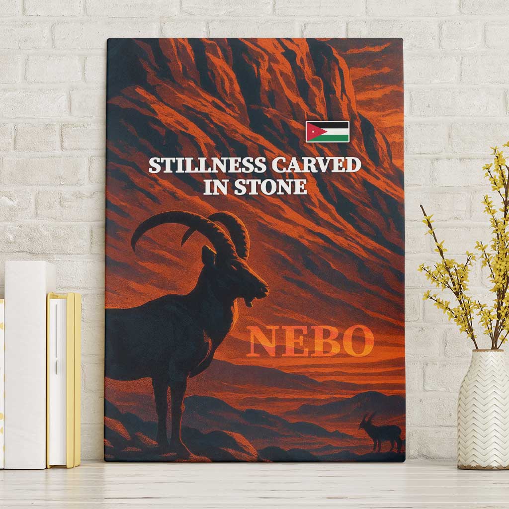 Jordan Nebo Mountain Canvas Wall Art with Ibex and Desert Rock Landscape