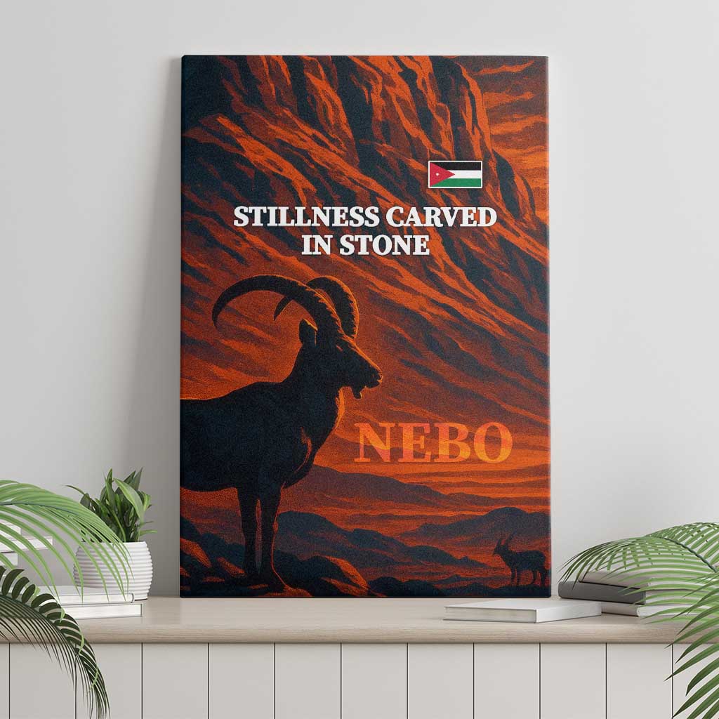 Jordan Nebo Mountain Canvas Wall Art with Ibex and Desert Rock Landscape