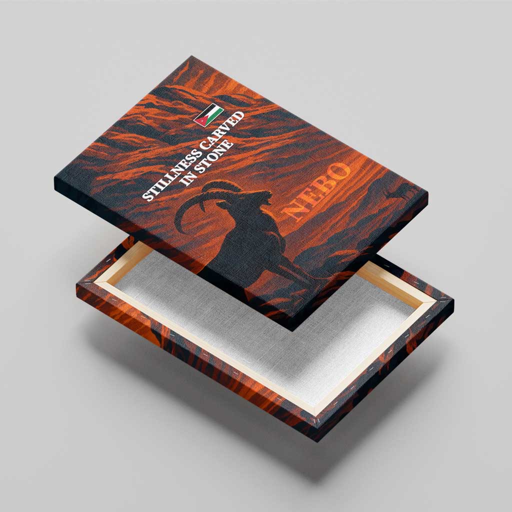 Jordan Nebo Mountain Canvas Wall Art with Ibex and Desert Rock Landscape