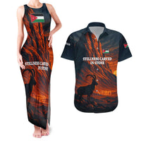 Jordan Nebo Mountain Couples Matching Tank Maxi Dress and Hawaiian Shirt with Ibex and Desert Rock Landscape