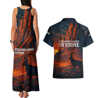 Jordan Nebo Mountain Couples Matching Tank Maxi Dress and Hawaiian Shirt with Ibex and Desert Rock Landscape
