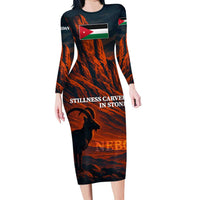 Jordan Nebo Mountain Family Matching Long Sleeve Bodycon Dress and Hawaiian Shirt with Ibex and Desert Rock Landscape