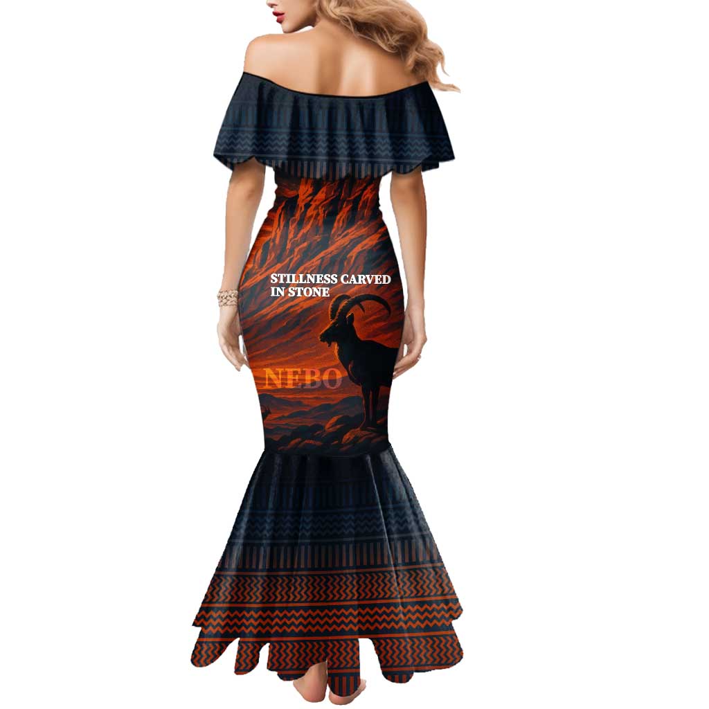 Jordan Nebo Mountain Family Matching Mermaid Dress and Hawaiian Shirt with Ibex and Desert Rock Landscape